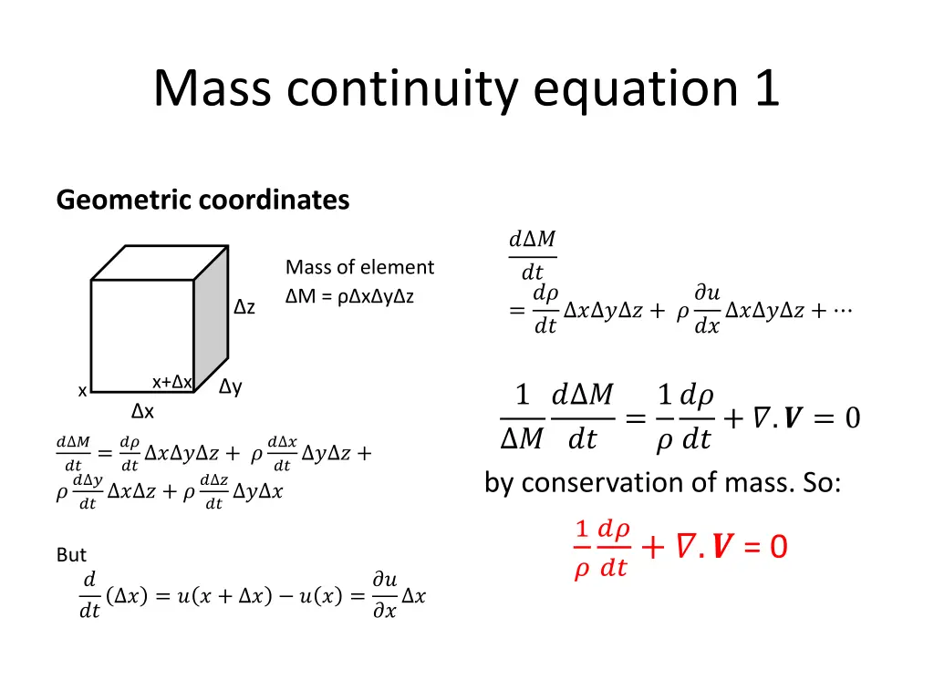 mass continuity equation 1 1