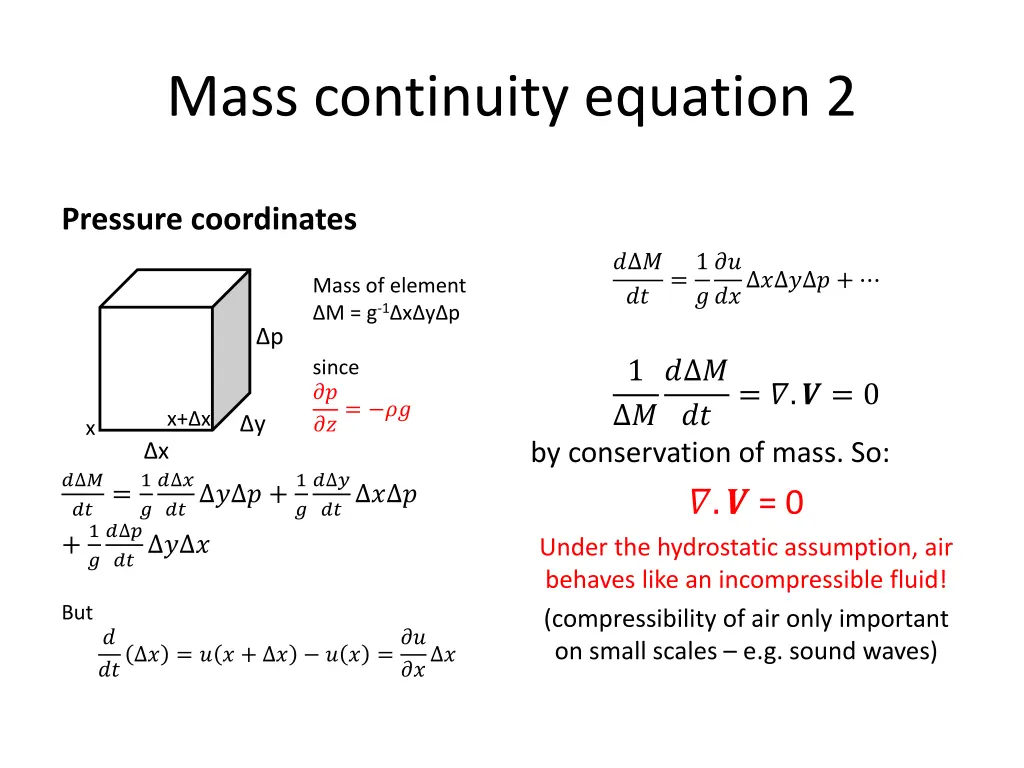 mass continuity equation 2 1