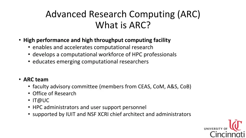 advanced research computing arc what is arc