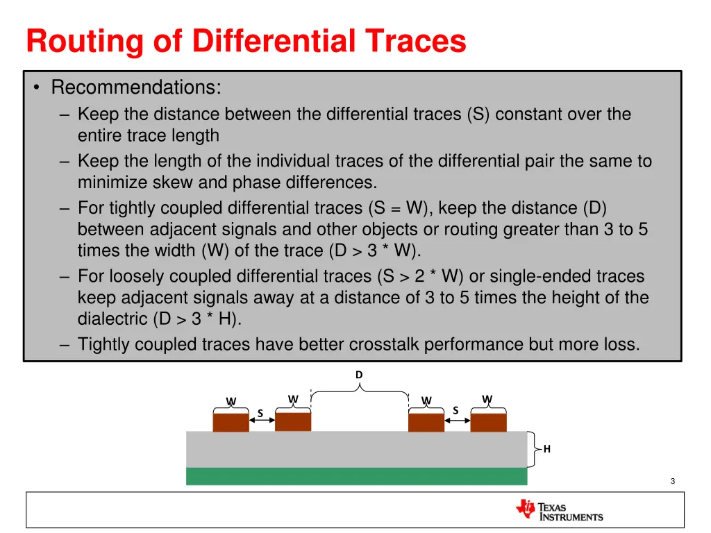 routing of differential traces