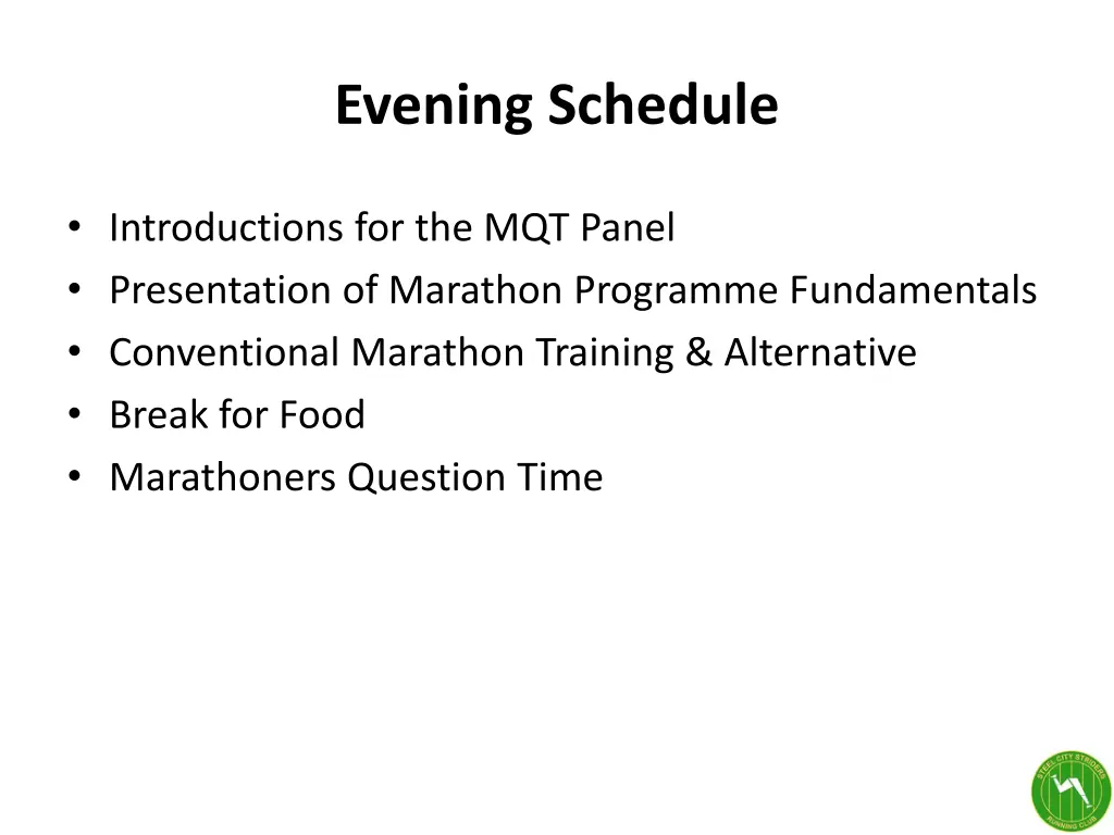 evening schedule