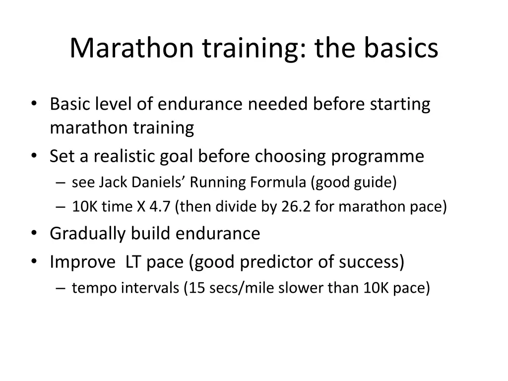 marathon training the basics