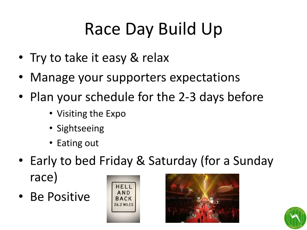 race day build up