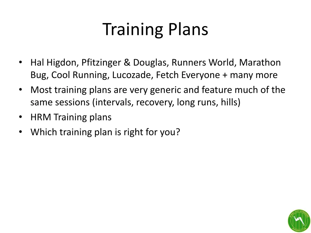 training plans