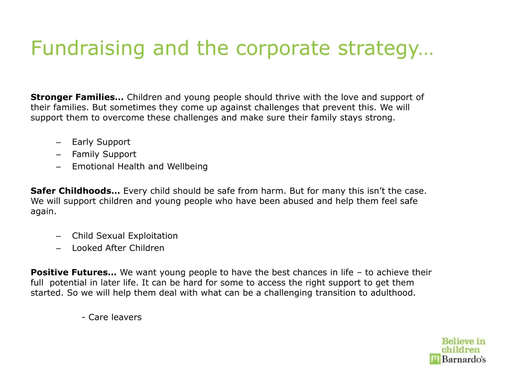 fundraising and the corporate strategy