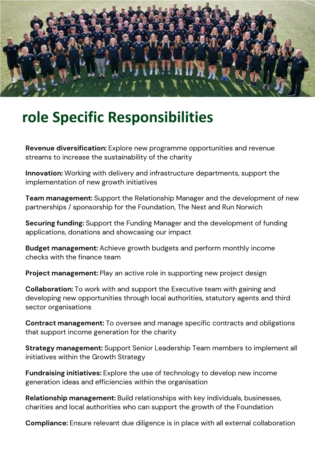 role specific responsibilities