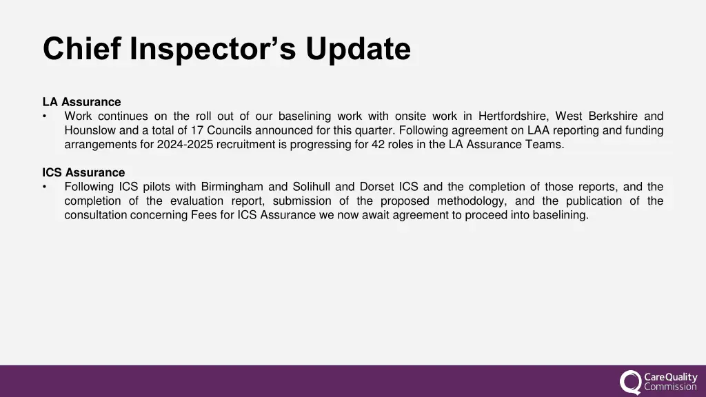 chief inspector s update