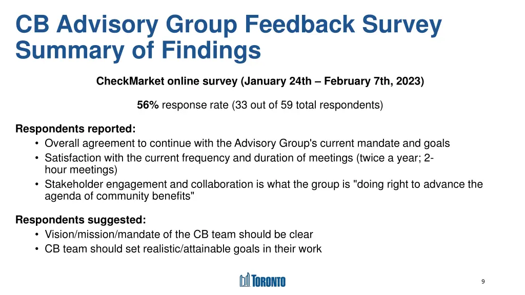 cb advisory group feedback survey summary