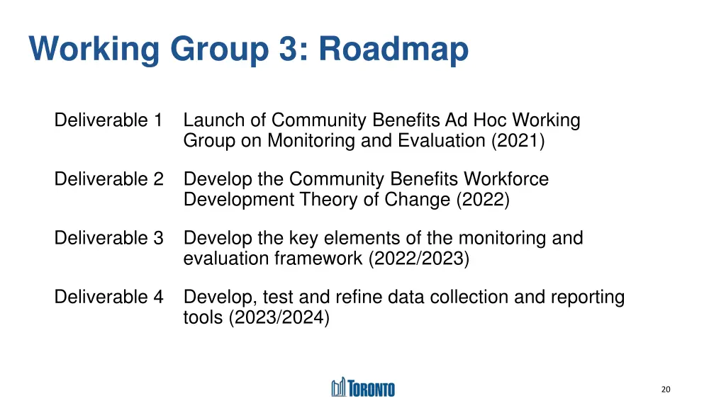 working group 3 roadmap