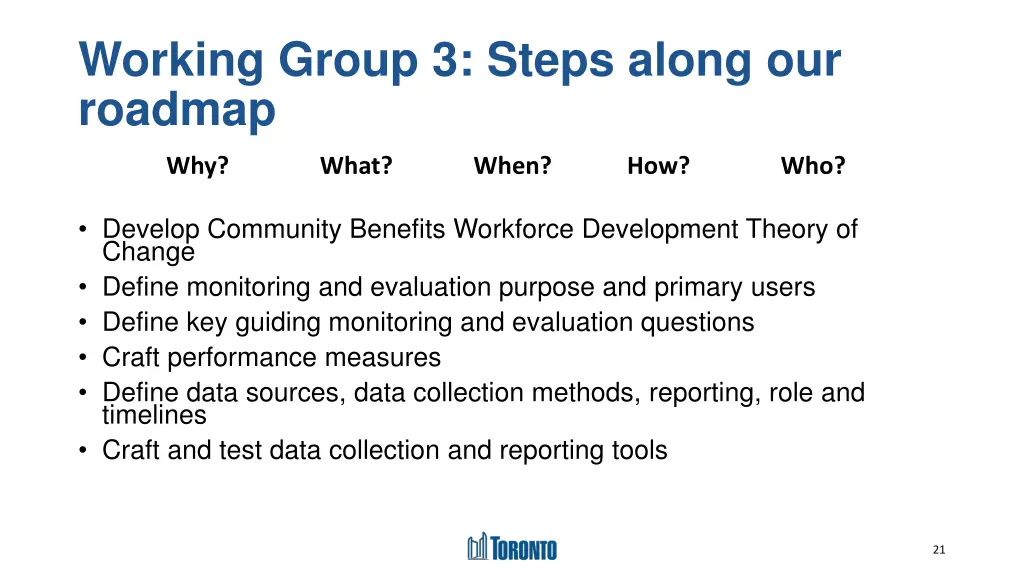 working group 3 steps along our roadmap