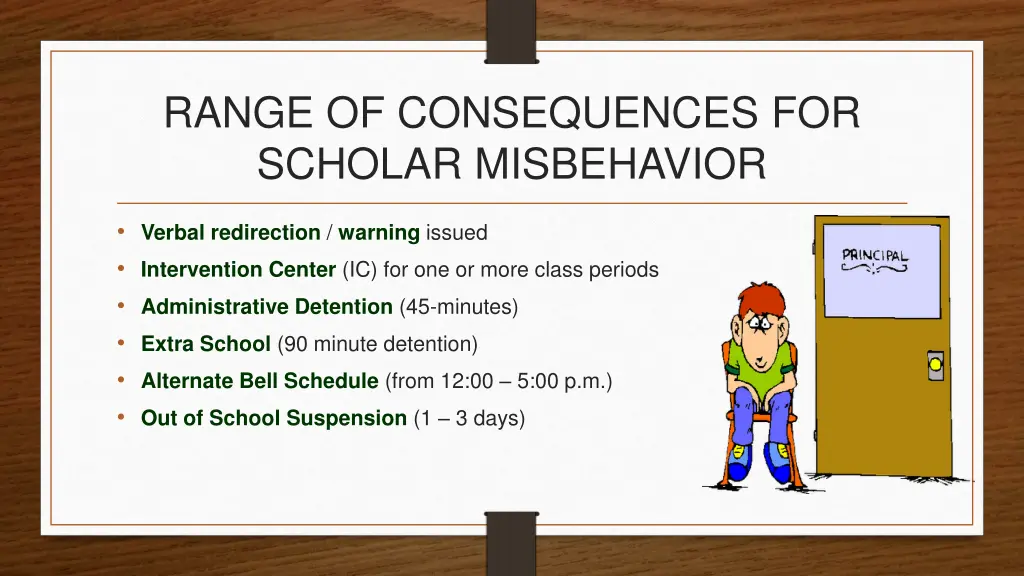 range of consequences for scholar misbehavior