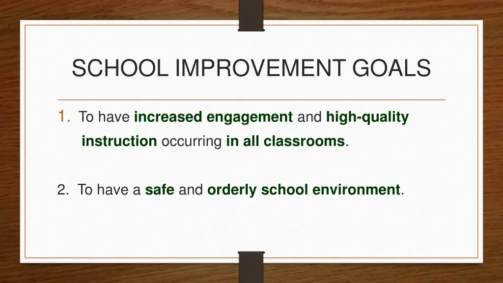 school improvement goals