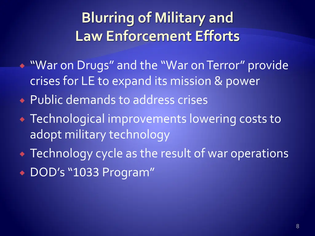 blurring of military and law enforcement efforts 2