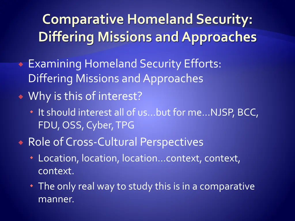 comparative homeland security differing missions