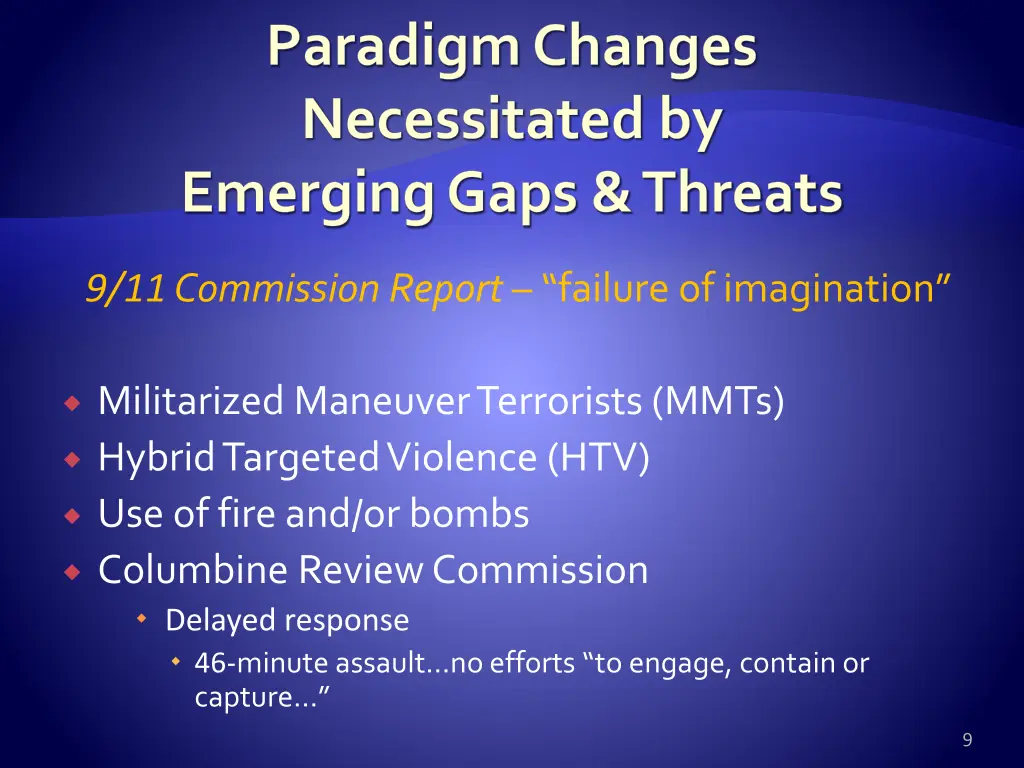 paradigm changes necessitated by emerging gaps