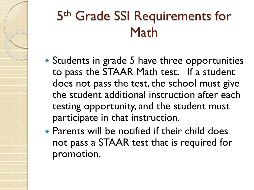 5 th grade ssi requirements for math