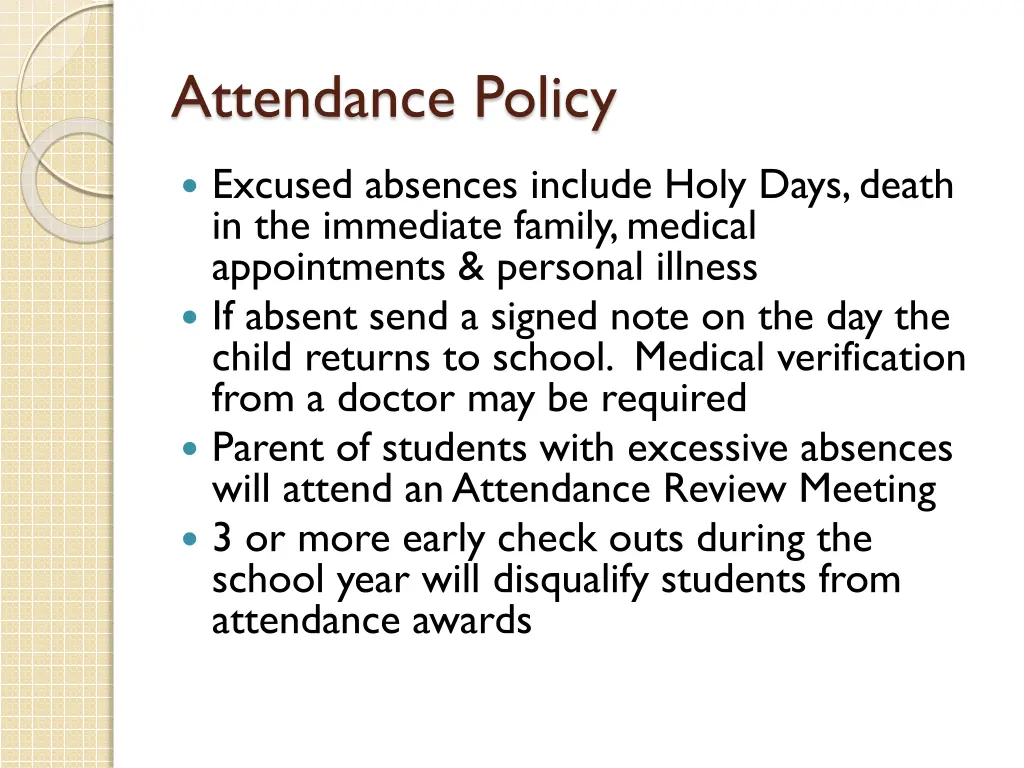 attendance policy