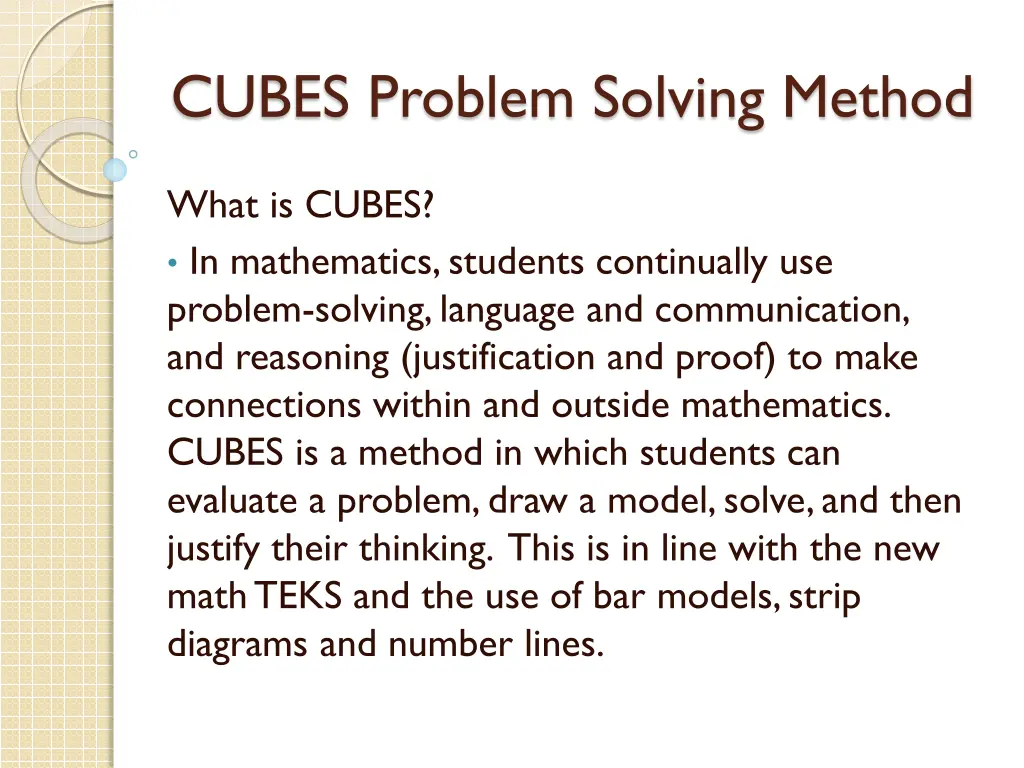 cubes problem solving method