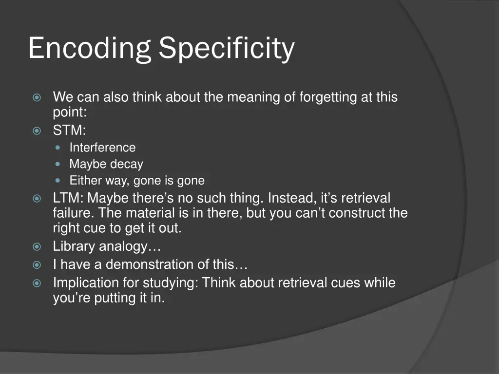 encoding specificity 16