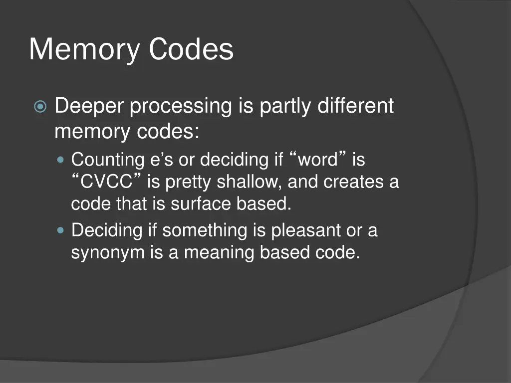 memory codes