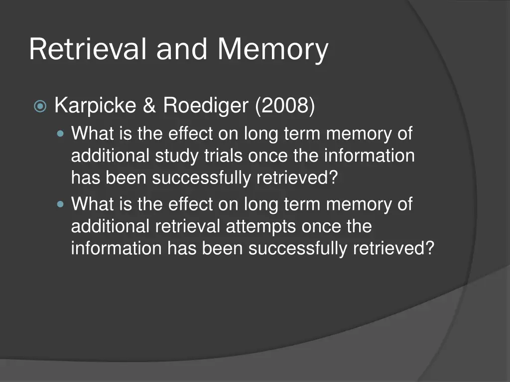 retrieval and memory 1