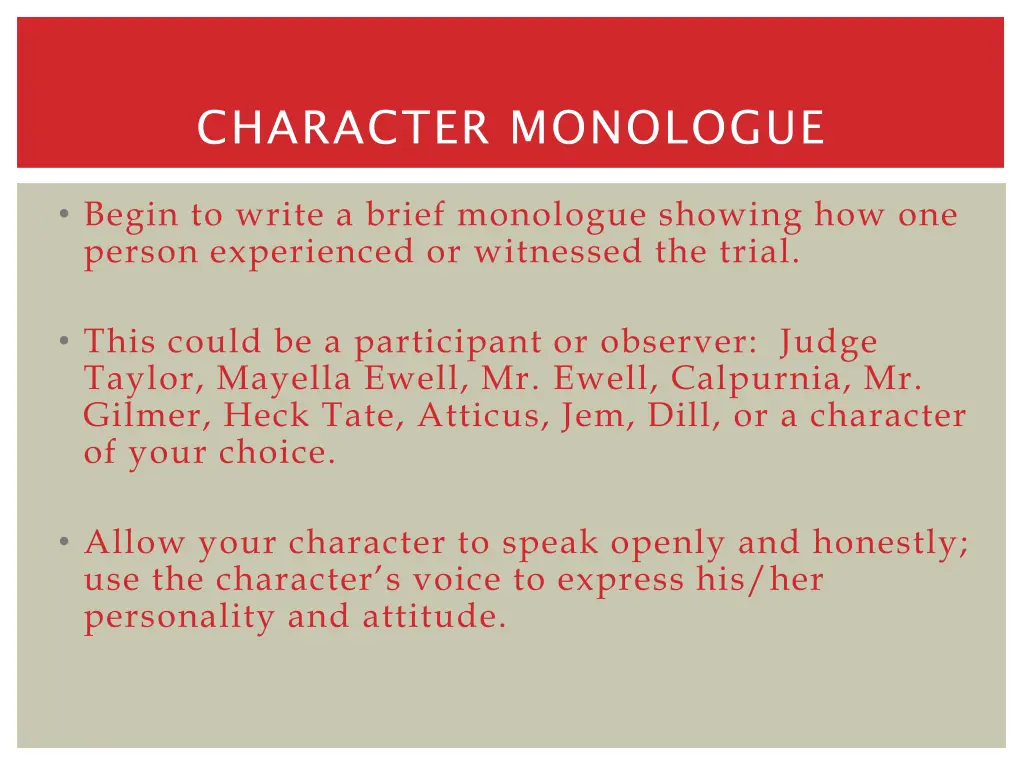 character monologue