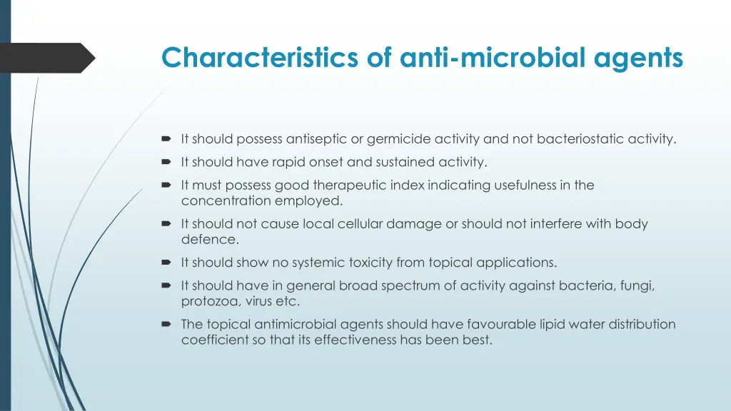 characteristics of anti microbial agents