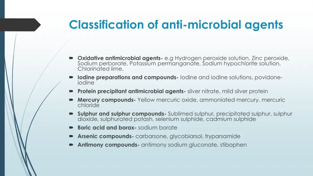 classification of anti microbial agents