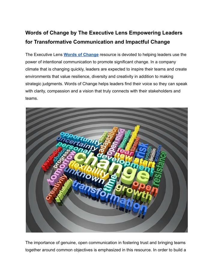 words of change by the executive lens empowering