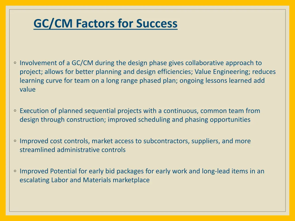 gc cm factors for success