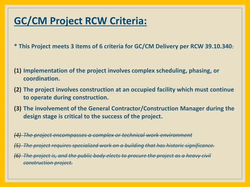 gc cm project rcw criteria