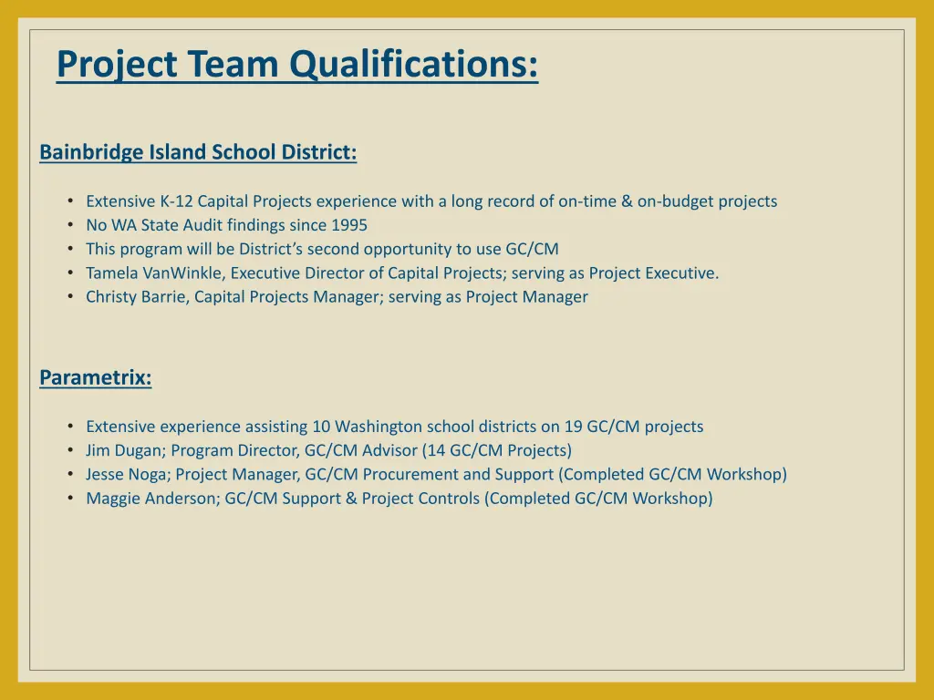 project team qualifications 1