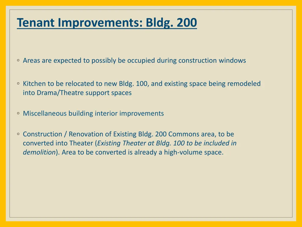 tenant improvements bldg 200