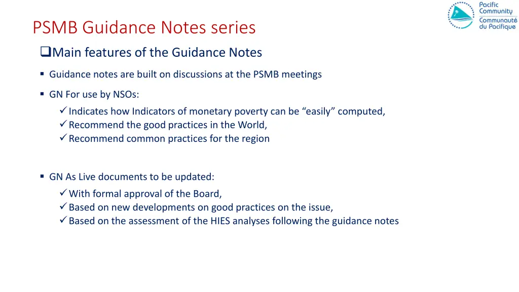 psmb guidance notes series main features