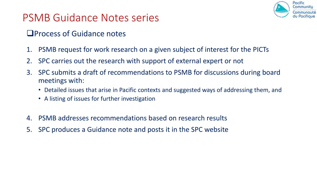 psmb guidance notes series process of guidance