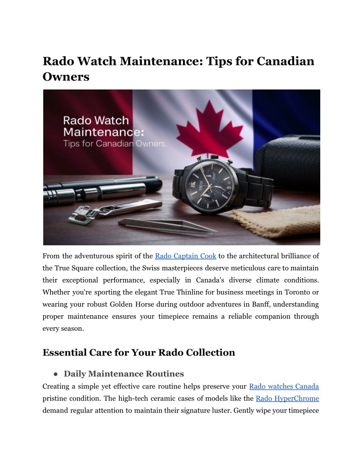 rado watch maintenance tips for canadian owners