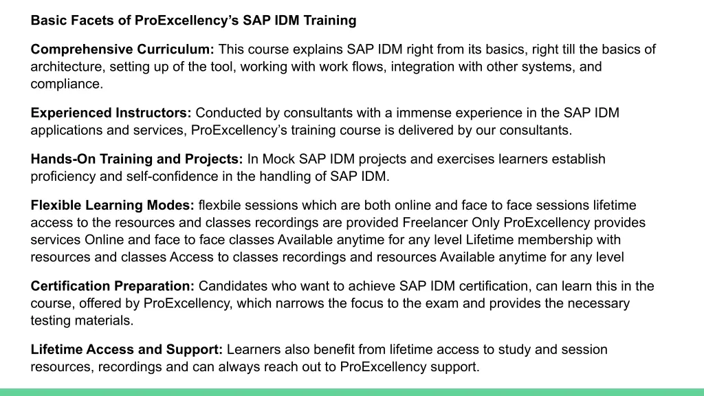 basic facets of proexcellency s sap idm training