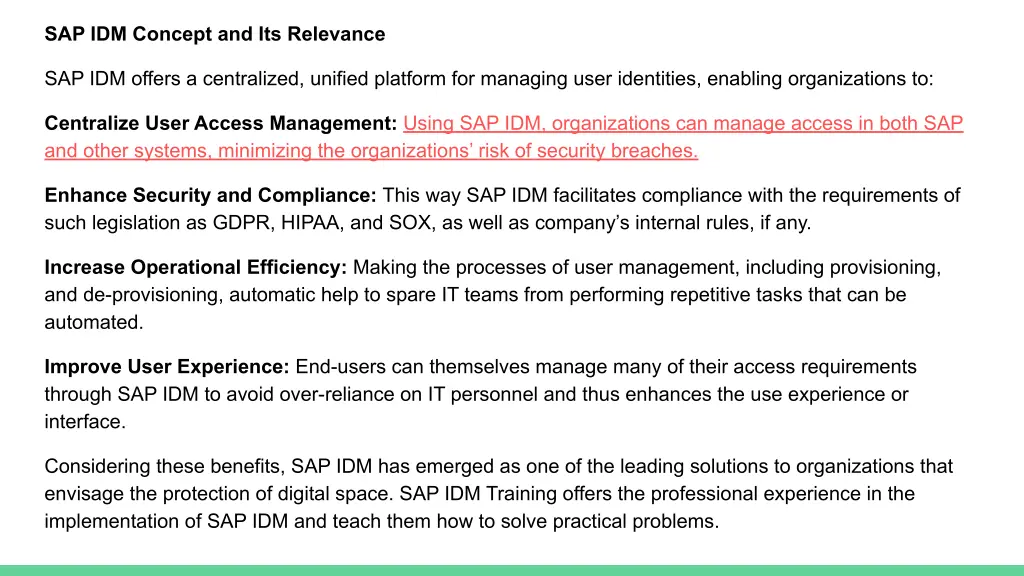 sap idm concept and its relevance