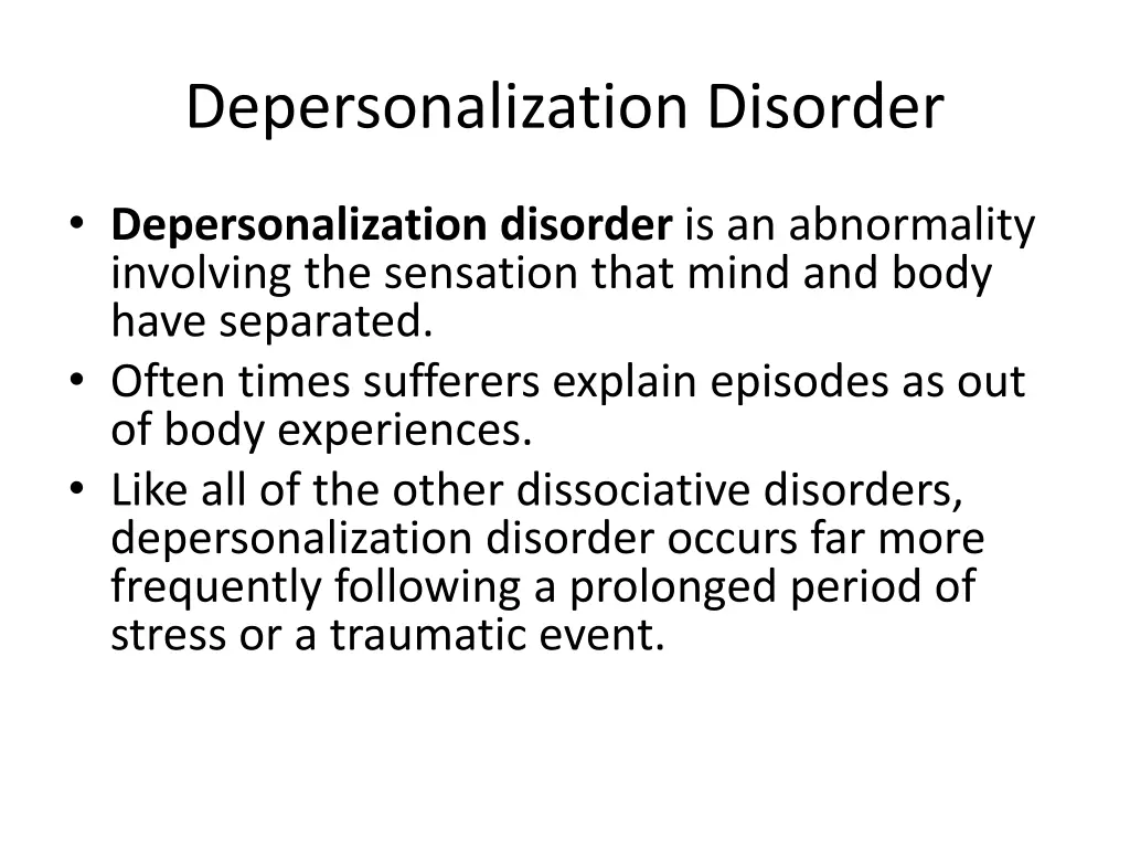 depersonalization disorder