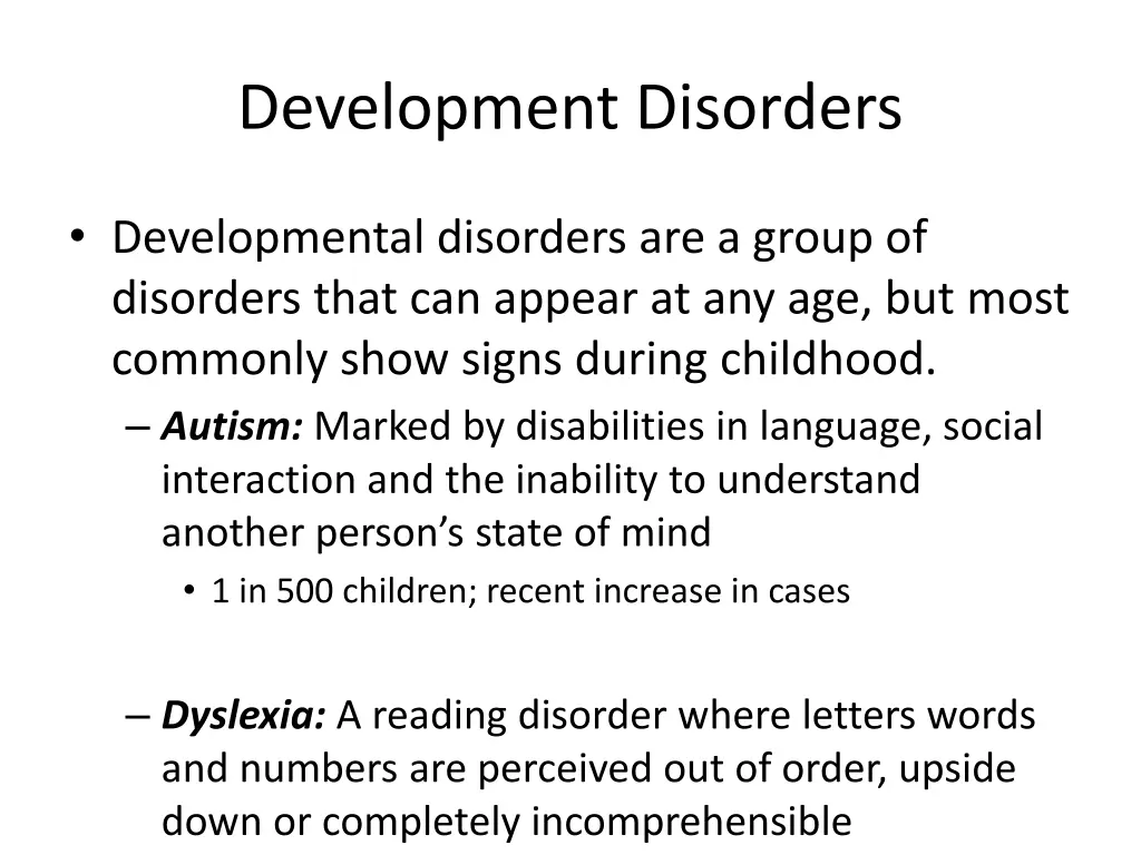 development disorders