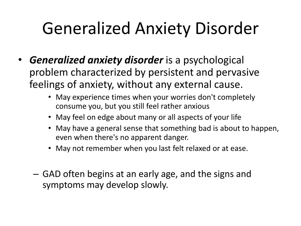 generalized anxiety disorder