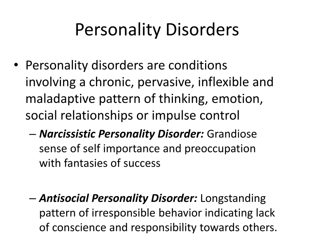 personality disorders