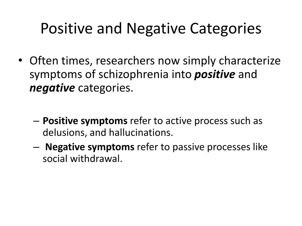 positive and negative categories