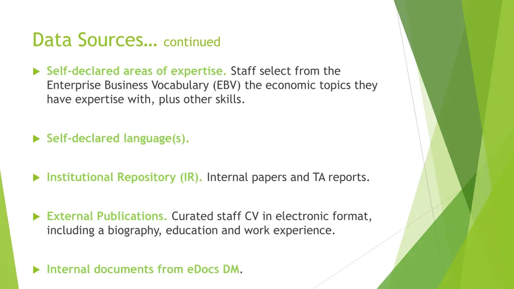 data sources continued