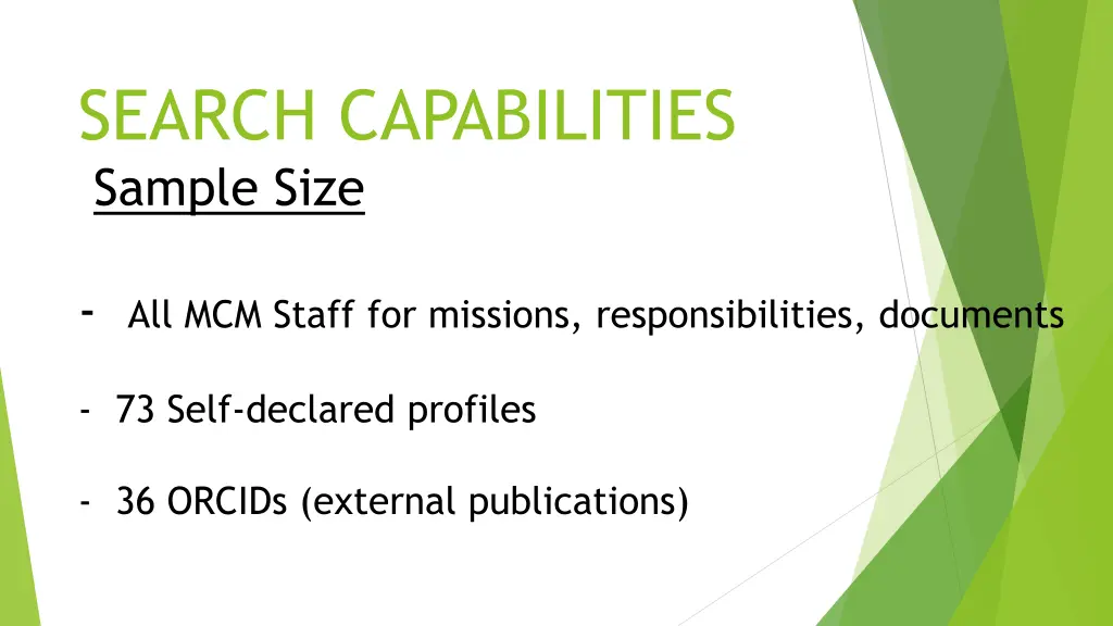 search capabilities sample size