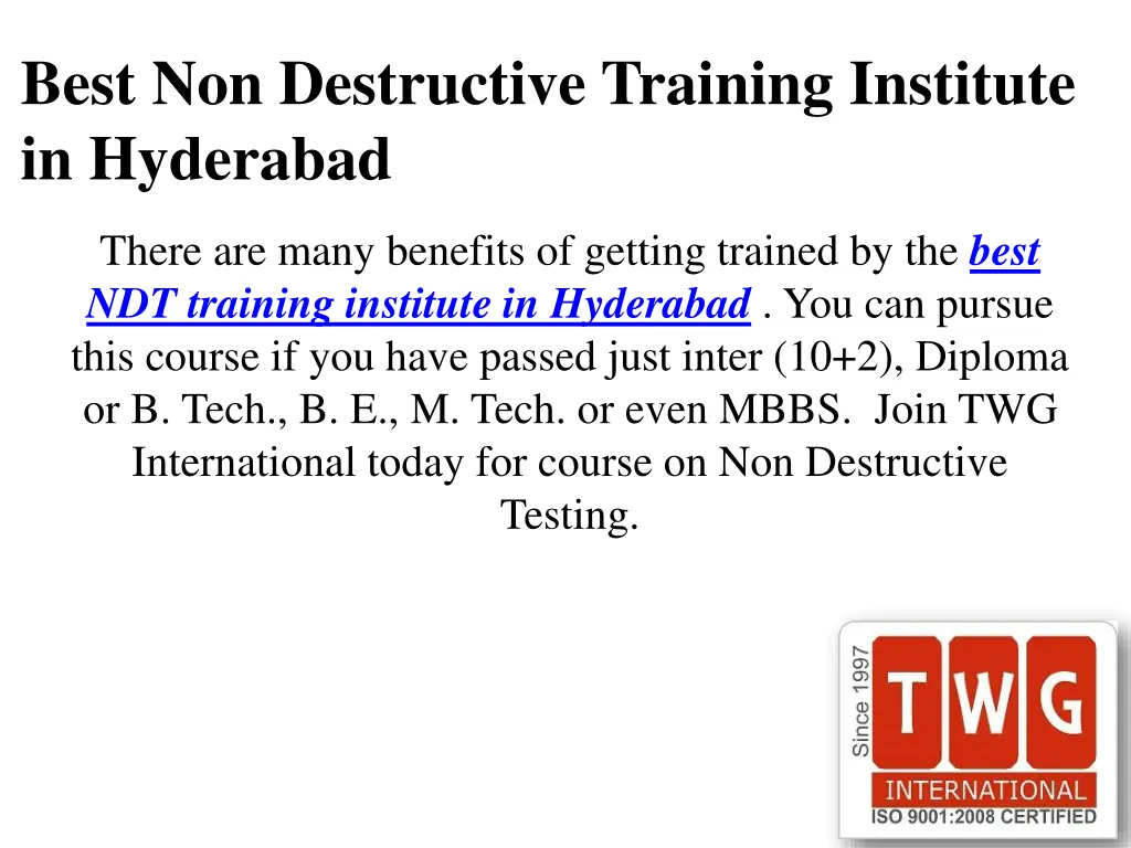 best non destructive training institute