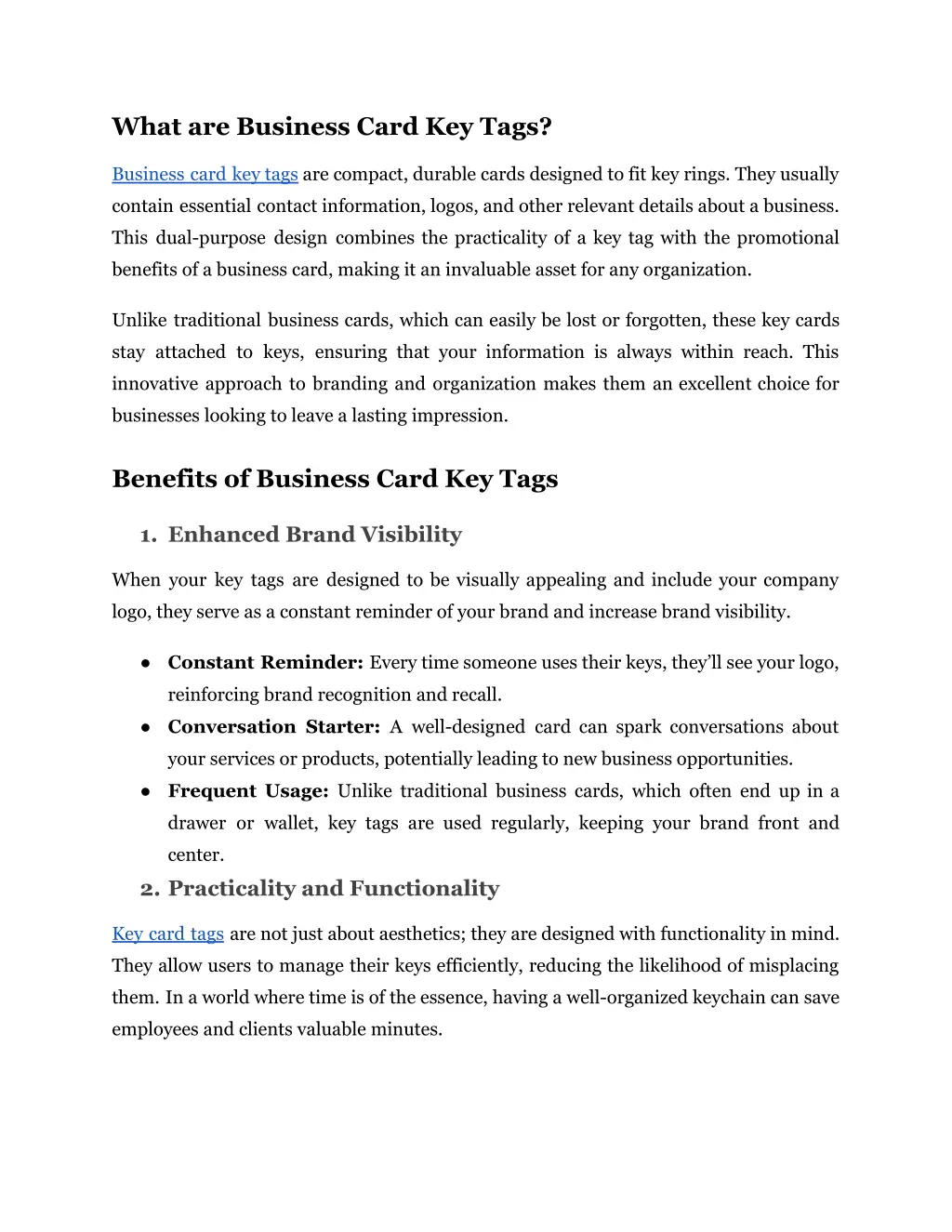 what are business card key tags