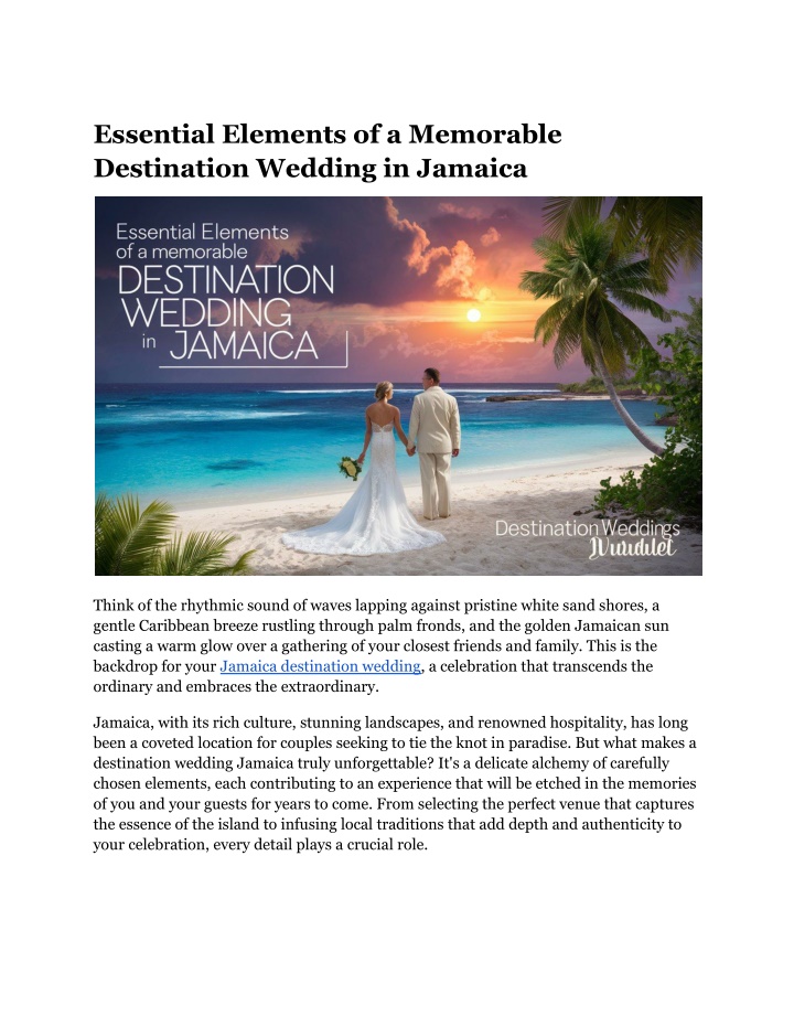 essential elements of a memorable destination