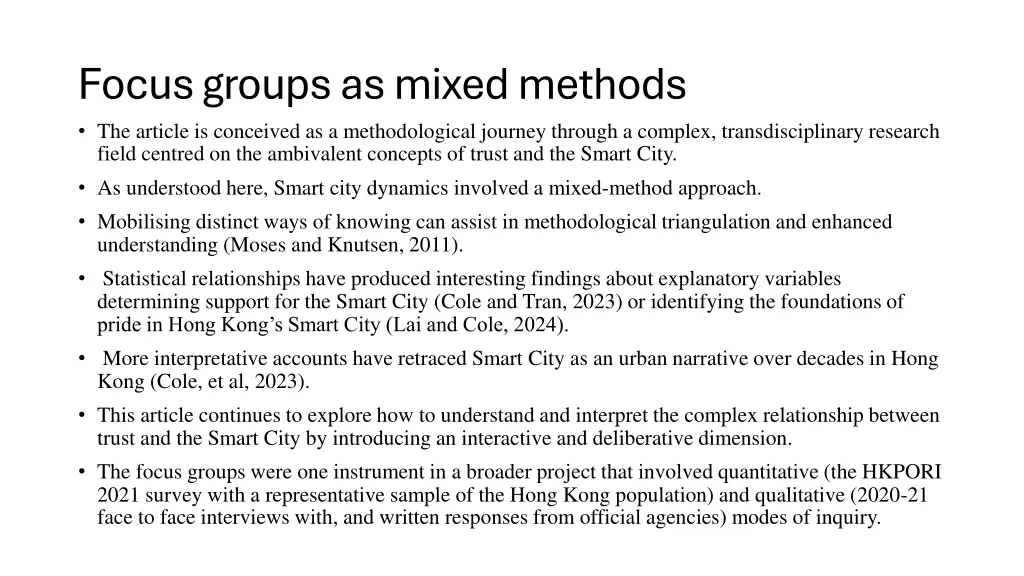 focus groups as mixed methods the article