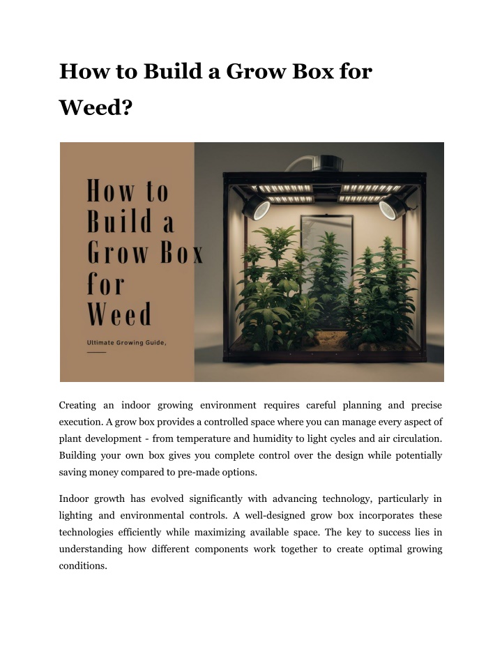 how to build a grow box for